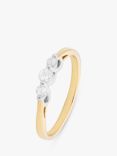 L & T Heirlooms Second Hand 9ct Two Tone Gold Trilogy Diamond Ring, Gold/Silver