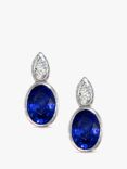 E.W Adams 18ct White Gold Sapphire & Diamond Pear Shape Stud Earrings