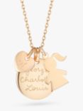 Merci Maman Personalised Girl Heart Disc Pendant Necklace, Gold
