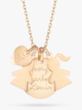 Merci Maman Personalised Girls Heart Disc Pendant Necklace, Gold