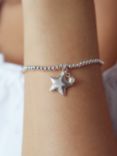 Under the Rose Personalised Engraved Star Beaded Bracelet, Silver