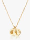 Under the Rose Personalised Duo Charm Hand & Foot Print Pendant Necklace, Gold