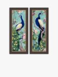 Julia Purinton - Peacocks Framed Prints, Set of 2, 67 x 27cm, Blue/Multi