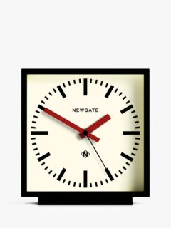 Newgate Clocks Railway Silent Sweep Square Analogue Mantel Clock, 20cm, Black