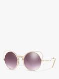 Miu Miu MU 51TS Women's Irregular Sunglasses, Gold/Mirror Purple