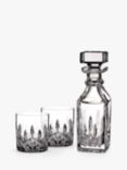 Waterford Crystal Lismore Cut Glass Small Square Decanter & Tumblers Set, 3 Piece, Clear