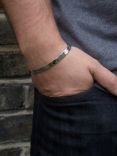 Hoxton London Men's Brick Pattern Bar Link Bracelet, Silver