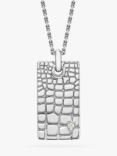 Hoxton London Men's Crocodile Dog Tag Pendant Necklace, Silver