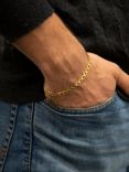 IBB 9ct Gold Diamond Cut Flat Curb Chain Bracelet, Gold