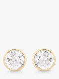 IBB 18ct Gold Round Cubic Zirconia Stud Earrings, Gold
