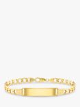 IBB Men's 9ct Gold ID Tag Curb Chain Bracelet, Gold