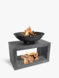 Ivyline Firepit Bowl and Rectangular Console Table, Grey/Black