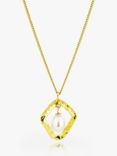 Claudia Bradby Hammered Rhombus Freshwater Pearl Necklace, Gold
