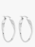 Simply Silver Oval Twist Hoop Earrings, Silver