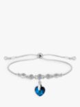 Jon Richard Radiance Collection Crystal Heart Drop Toggle Bracelet, Silver/Blue
