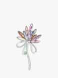 Jon Richard Crystal Pave Floral Ribbon Brooch, Silver/Multi