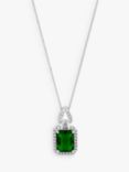 Jon Richard Cubic Zirconia Emerald Pave Short Pendant Necklace, Silver