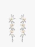 Jon Richard Bridal Cubic Zirconia Faux Pearl & Crystal Vine Drop Earrings, Silver