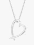 Simply Silver Open Heart Pendant Necklace, Silver