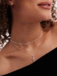 Simply Silver Cubic Zirconia Cross Pendant Necklace, Silver