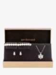 Jon Richard Pearl & Crystals Pendant Necklace, Bracelet and Drop Earrings Jewellery Gift Set, Silver