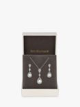 Jon Richard Cubic Zirconia Pear Drop Necklace and Earrings Jewellery Set, Silver