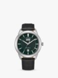 Citizen AW0090-02X Men's Dress Classic Eco-Drive Date Leather Strap Watch, Black/Green