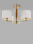 John Lewis Spindle 3 Arm Semi Flush Ceiling Light, Walnut Stained Ash