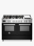 Bertazzoni Professional Series 120cm Dual Fuel Range Cooker with Griddle, Black