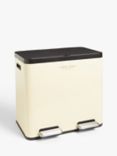 John Lewis 2 Section Recycling Bin, with Handles, 60L, Cream