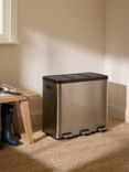 John Lewis 3 Section Recycling Pedal Bin, 60L, Brushed Steel