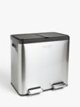 John Lewis 2 Section Recycling Bin, with Handles, 60L, Stainless Steel