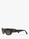 Ray-Ban RB4122 Women's Polarised Rectangular Sunglasses, Black/Brown Gradient