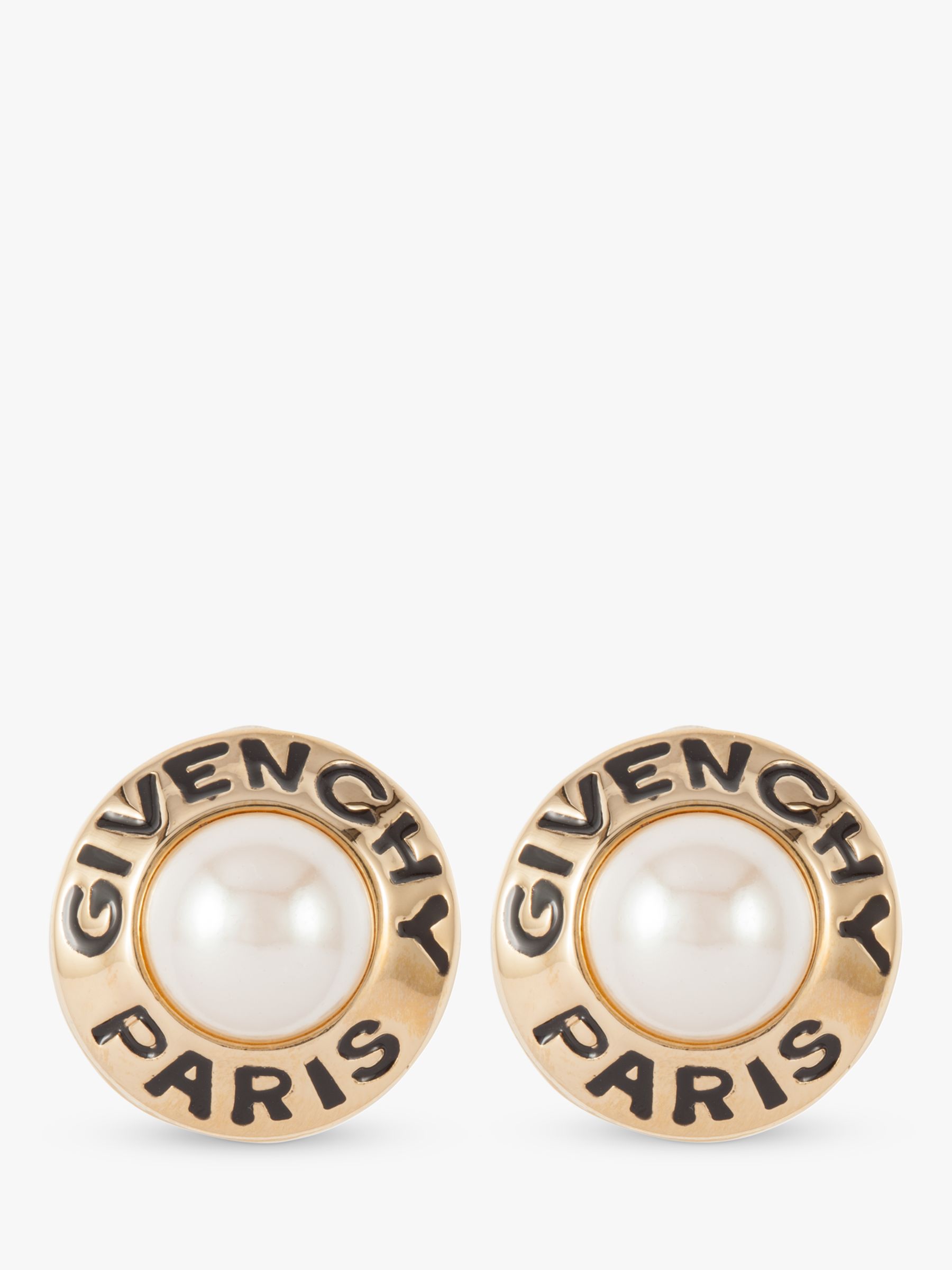 Susan Caplan Vintage Givenchy Gold Plated Faux Pearl Clip-On Stud Earrings,  Dated Circa 1980s at John Lewis & Partners