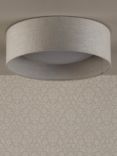 Laura Ashley Bacall Linen Concave Flush Ceiling Light, Woven Silver