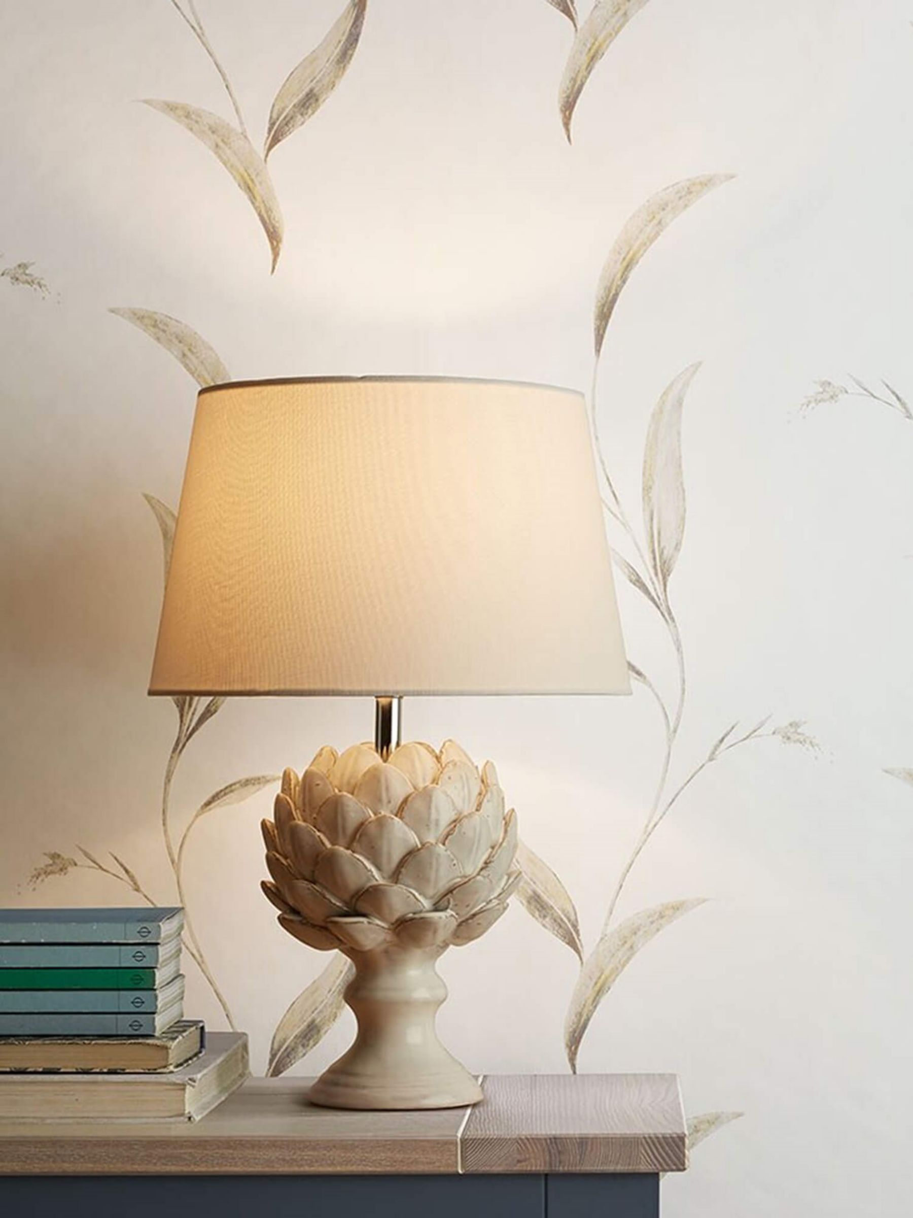 Leafy Artichoke Off-White Ceramic Accent Table Lamp