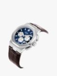 Rotary GS05450/05 Men's Regent Chronograph Date Leather Strap Watch, Silver/Blue