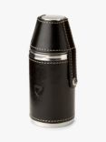 Aspinal of London Smooth Leather Stainless Steel Hunter Flask, Black
