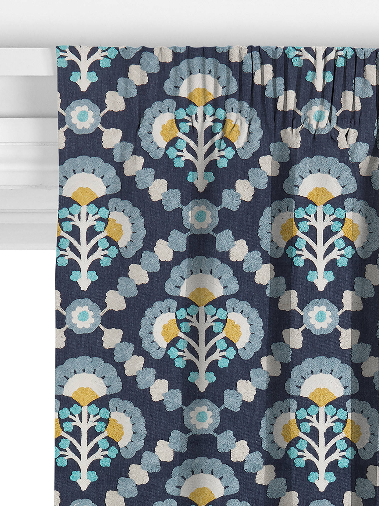 John Lewis Floral Trellis Made to Measure Curtains, Navy