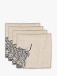 Selbrae House Highland Cow Linen/Cotton Napkins, Set of 4, Natural