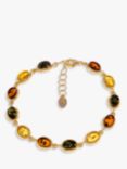 Be-Jewelled Baltic Amber Oval Chain Bracelet, Gold/Multi