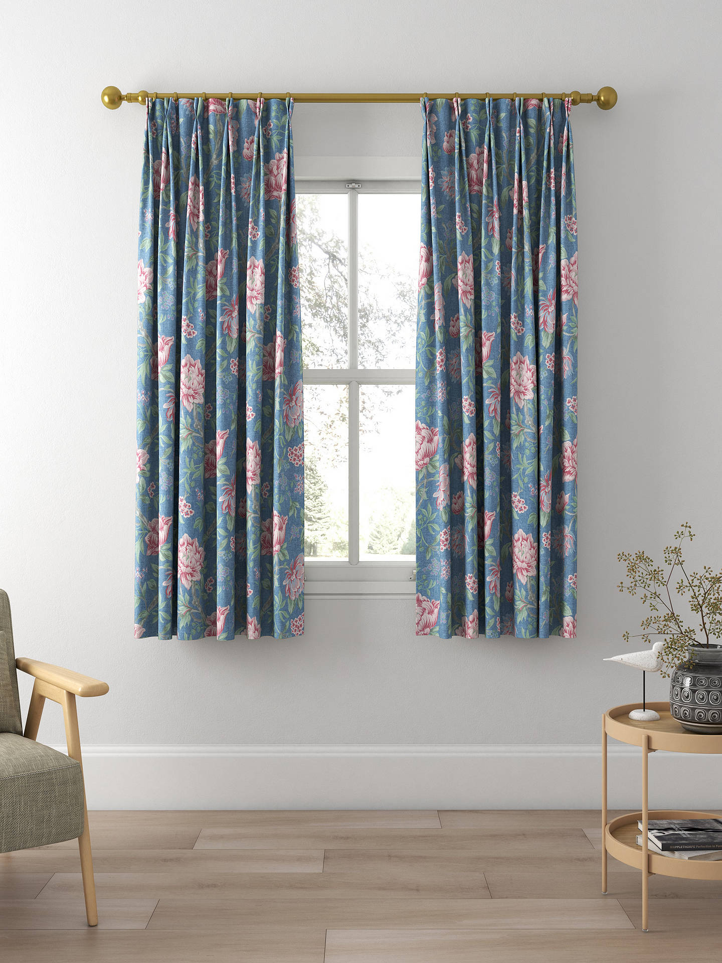 Laura Ashley Tapestry Floral Made to Measure Curtains, Dusky Seaspray