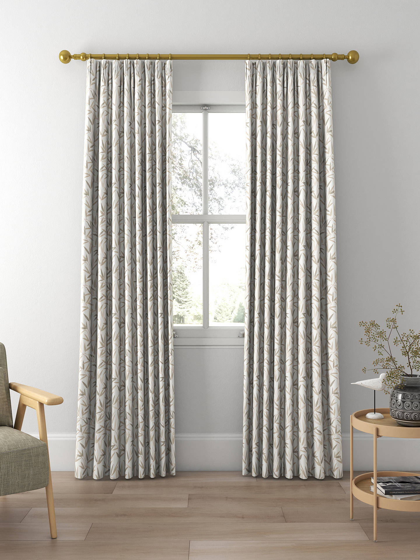 Laura Ashley Willow Leaf Made to Measure Curtains, Natural