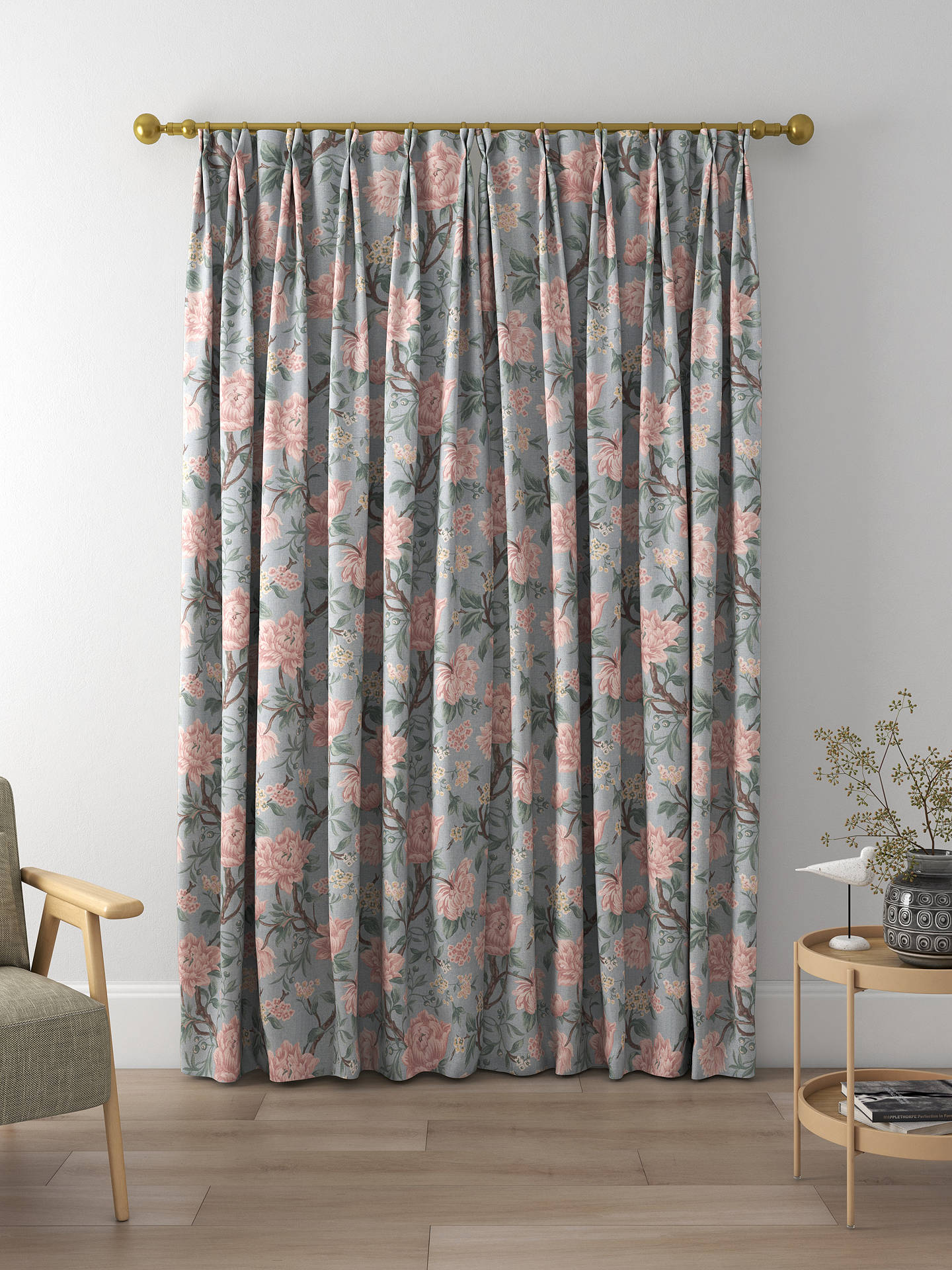 Laura Ashley Tapestry Floral Chenille Made to Measure Curtains, Blush