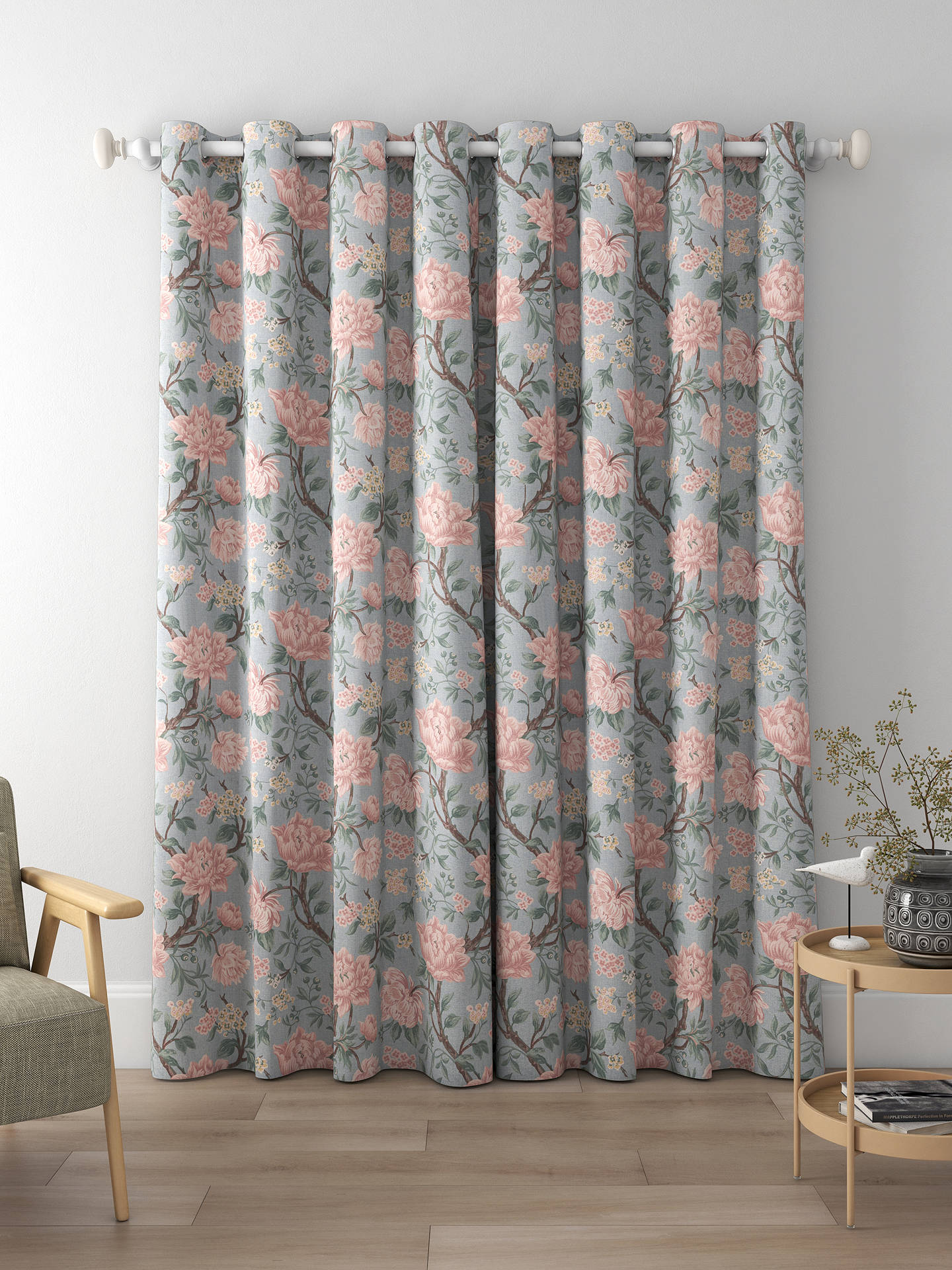 Laura Ashley Tapestry Floral Chenille Made to Measure Curtains, Blush