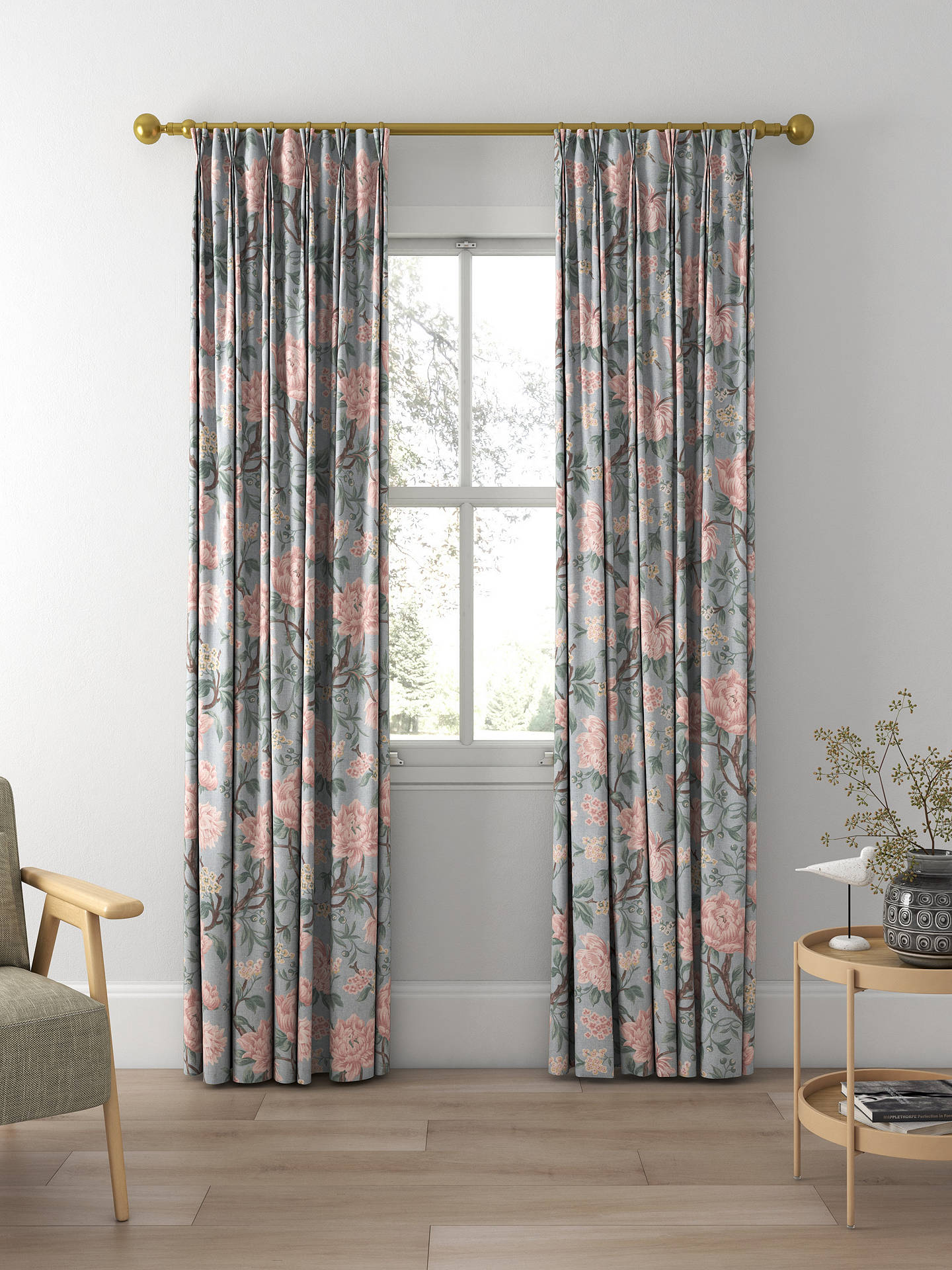 Laura Ashley Tapestry Floral Chenille Made to Measure Curtains, Blush