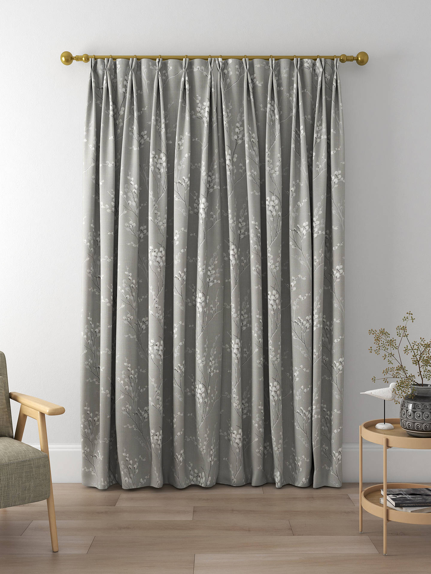 Laura Ashley Pussy Willow Made to Measure Curtains, Steel