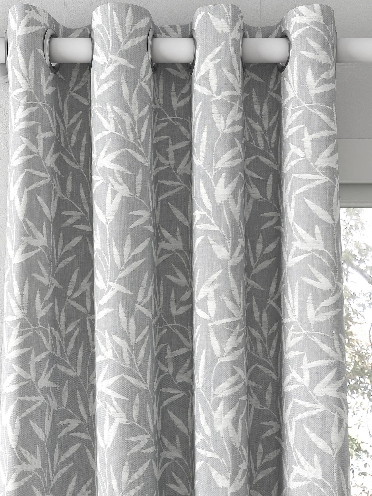 Laura Ashley Willow Leaf Chenille Made to Measure Curtains, Steel