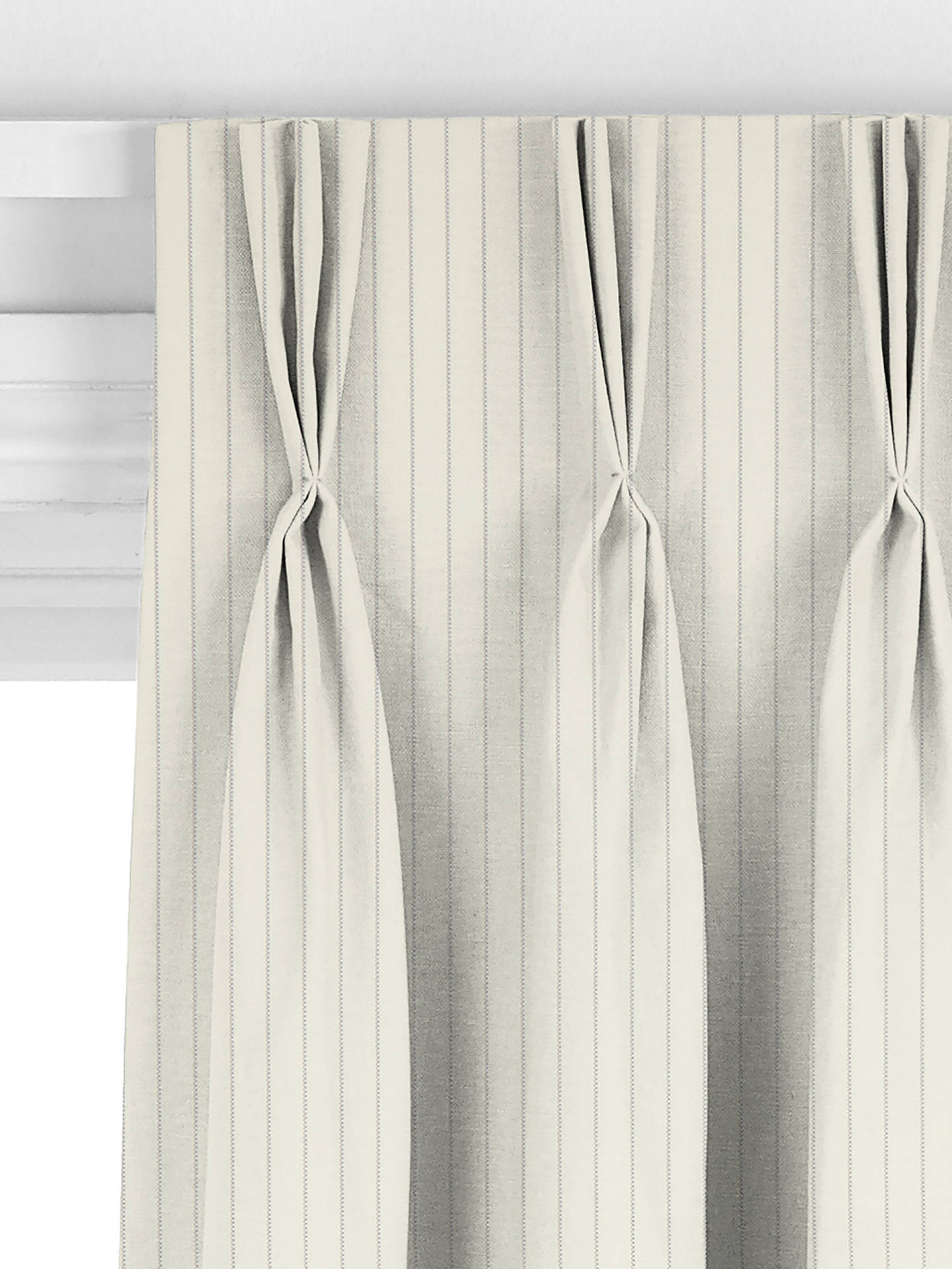 John Lewis Cotton Woven Stripe Made to Measure Curtains, White/Storm