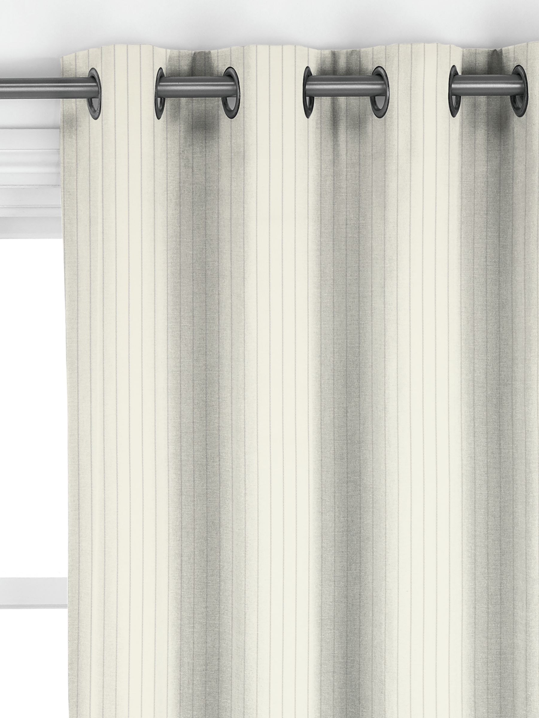 John Lewis Cotton Woven Stripe Made to Measure Curtains, White/Storm